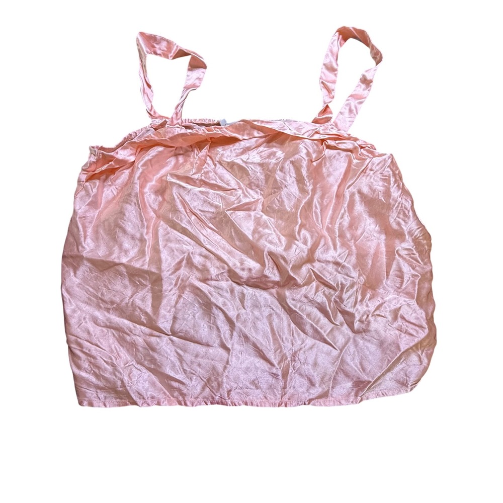 Chancelle Top Size 10 Pink Sleeveless Satin Look‎ Ruffle Party Tank Blouse